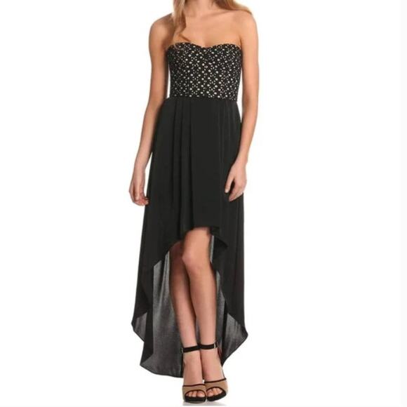 BCBGMaxAzria Tess Strapless Dress Black Club Cocktail Party Y2K Whimsygoth Date - Picture 1 of 7